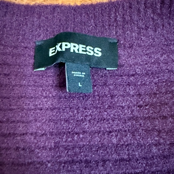Express Purple Ribbed Wrap Sweater - Picture 3 of 4